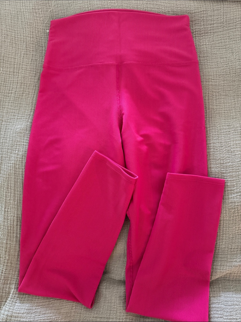 Beach Riot Hot Pink Ribbed High-Waist Leggings